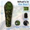 imageSereneLife 0 Degree Mummy Sleeping Bag  MilitaryStyle Lightweight ampamp Waterproof for Extreme Cold Stays Warm in 510F NoSnag Zipper Compact Carry Bag ampamp Travel Pillow for Camping ampamp BackpackingCamouflage