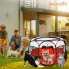 imageSereneLife Large Foldable Pet Playpen for Dogs and Cats  449 Portable 8Panel Mesh Indoor and Outdoor Pet Tent with Removable Top ampamp Collapsible Bowl Play Space for Small to Medium Pets Red
