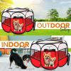 imageSereneLife Large Foldable Pet Playpen for Dogs and Cats  449 Portable 8Panel Mesh Indoor and Outdoor Pet Tent with Removable Top ampamp Collapsible Bowl Play Space for Small to Medium Pets Red