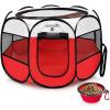 imageSereneLife OnTheGo Foldable Portable Pet Tent 8Panel Playpen for Dog ampamp Cat wFoodWater Bowl Mesh Exercise Puppy Playground Pet House Indoor ampamp Outdoor Travel ampamp Camping Pet Kennel Grey MediumRed