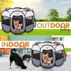 imageSereneLife OnTheGo Foldable Portable Pet Tent 8Panel Playpen for Dog ampamp Cat wFoodWater Bowl Mesh Exercise Puppy Playground Pet House Indoor ampamp Outdoor Travel ampamp Camping Pet Kennel Grey MediumGrey