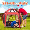 imageSerenelife ONThe GO Baby and Toddler Pack and Play  Playpen  Play Yard Compact Portable Lightweight Foldable Indoor and Outdoor wCanopy 5 Panel MattressRed