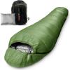 imageSereneLife 0 Degree Mummy Sleeping Bag  MilitaryStyle Lightweight ampamp Waterproof for Extreme Cold Stays Warm in 510F NoSnag Zipper Compact Carry Bag ampamp Travel Pillow for Camping ampamp BackpackingGreen