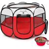 imageSereneLife Large Foldable Pet Playpen for Dogs and Cats  449 Portable 8Panel Mesh Indoor and Outdoor Pet Tent with Removable Top ampamp Collapsible Bowl Play Space for Small to Medium Pets Red