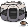 imageSereneLife OnTheGo Foldable Portable Pet Tent 8Panel Playpen for Dog ampamp Cat wFoodWater Bowl Mesh Exercise Puppy Playground Pet House Indoor ampamp Outdoor Travel ampamp Camping Pet Kennel Grey MediumGrey