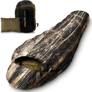 imageSereneLife 0 Degree Mummy Sleeping Bag  MilitaryStyle Lightweight ampamp Waterproof for Extreme Cold Stays Warm in 510F NoSnag Zipper Compact Carry Bag ampamp Travel Pillow for Camping ampamp BackpackingReal Tree
