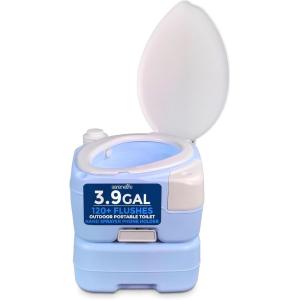 imageSereneLife 52 Gallon Portable Camping Toilet with Carry Bag For Adults Leak Proof Toilet with Detachable Waste Tank and Level Indicator Portable Potty for Camping Hiking and Boating39 Gal