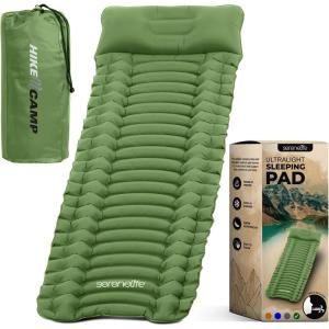 imageSereneLife Lightweight ampamp Compact Camping Gear  Sleeping Pads ampamp Bags with Builtin Pillows for Outdoor Comfort Waterproof ampamp TearResistant Design Perfect for Hiking Backpacking Couples ampamp Solo UseOlive Green