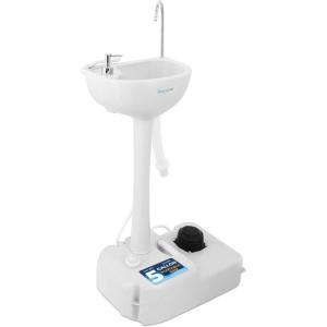 imageSereneLife Portable Camping Sink with 30L 7 Gallon BuiltIn Water Tank Large Wheels HandsFree Foot Pump ExtraLarge Basin and 5L Soap Dispenser  Ideal for Outdoors Camping and Worksites5 Gallon