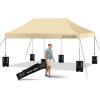 imagePop Up Canopy Tent 10x15  Commercial Instant Shelter FoldableCollapsible Sun Shade Canopy Pop Up Tent wWaterproof UV Resistant Tent Top Portable Carry Bag ampamp Sand Bag  SereneLife SLGZ15W WhiteKhaki