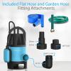 imageSereneLife 12HP Sump Pump Submersible 1980GPH Water Pump for Pool Draining with Auto Float Switch 3pc Adapter Set for USA Garden and Flat Hose 16ft Cord Clean Dirty Water Yard Pool Tub Pond12HP