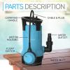 imageSereneLife 12HP Sump Pump Submersible 1980GPH Water Pump for Pool Draining with Auto Float Switch 3pc Adapter Set for USA Garden and Flat Hose 16ft Cord Clean Dirty Water Yard Pool Tub Pond1HP