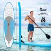 imageSereneLife Inflatable Stand Up Paddle Board with Premium SUP Accessories  Wide Stable Design with NonSlip EVA Deck Pad for Adults and Youth of All Skill Levels 350 lbs CapacityLight Blue