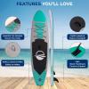 imageSereneLife Inflatable Stand Up Paddle Board with Premium SUP Accessories  Wide Stable Design with NonSlip EVA Deck Pad for Adults and Youth of All Skill LevelsAqua