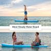 imageSereneLife Inflatable Stand Up Paddle Board with Premium SUP Accessories  Wide Stable Design with NonSlip EVA Deck Pad for Adults and Youth of All Skill Levels 350 lbs CapacityLight Blue