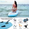 imageSereneLife Inflatable Stand Up Paddle Board with Premium SUP Accessories  Wide Stable Design with NonSlip EVA Deck Pad for Adults and Youth of All Skill Levels 350 lbs CapacityLight Blue