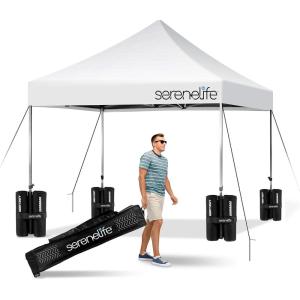 imagePop Up Canopy Tent 10x15  Commercial Instant Shelter FoldableCollapsible Sun Shade Canopy Pop Up Tent wWaterproof UV Resistant Tent Top Portable Carry Bag ampamp Sand Bag  SereneLife SLGZ15W WhiteWhite