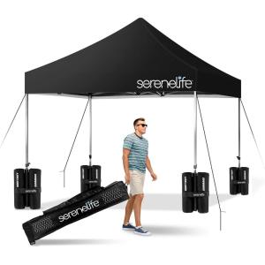imagePop Up Canopy Tent 10x15  Commercial Instant Shelter FoldableCollapsible Sun Shade Canopy Pop Up Tent wWaterproof UV Resistant Tent Top Portable Carry Bag ampamp Sand Bag  SereneLife SLGZ15W WhiteBlack