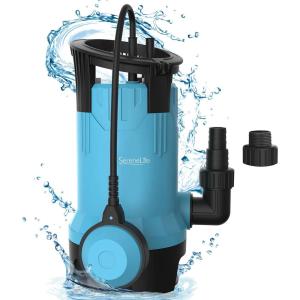 imageSereneLife 12HP Sump Pump Submersible 1980GPH Water Pump for Pool Draining with Auto Float Switch 3pc Adapter Set for USA Garden and Flat Hose 16ft Cord Clean Dirty Water Yard Pool Tub Pond1 HP legacy