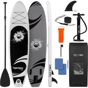 imageSereneLife Inflatable Stand Up Paddle Board with Premium SUP Accessories  Wide Stable Design with NonSlip EVA Deck Pad for Adults and Youth of All Skill LevelsBlack and Gray