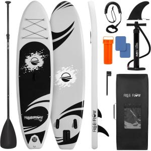 imageSereneLife Inflatable Stand Up Paddle Board with Premium SUP Accessories  Wide Stable Design with NonSlip EVA Deck Pad for Adults and Youth of All Skill LevelsBlack and Light Gray