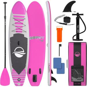 imageSereneLife Inflatable Stand Up Paddle Board with Premium SUP Accessories  Wide Stable Design with NonSlip EVA Deck Pad for Adults and Youth of All Skill LevelsPink