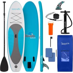 imageSereneLife Inflatable Stand Up Paddle Board with Premium SUP Accessories  Wide Stable Design with NonSlip EVA Deck Pad for Adults and Youth of All Skill LevelsMarine Blue