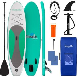 imageSereneLife Inflatable Stand Up Paddle Board with Premium SUP Accessories  Wide Stable Design with NonSlip EVA Deck Pad for Adults and Youth of All Skill LevelsOlive Green