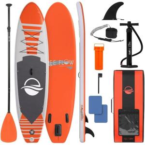 imageSereneLife Inflatable Stand Up Paddle Board with Premium SUP Accessories  Wide Stable Design with NonSlip EVA Deck Pad for Adults and Youth of All Skill LevelsOrange