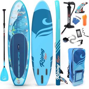 imageSereneLife Inflatable Stand Up Paddle Board with Premium SUP Accessories  Wide Stable Design with NonSlip EVA Deck Pad for Adults and Youth of All Skill LevelsBlue