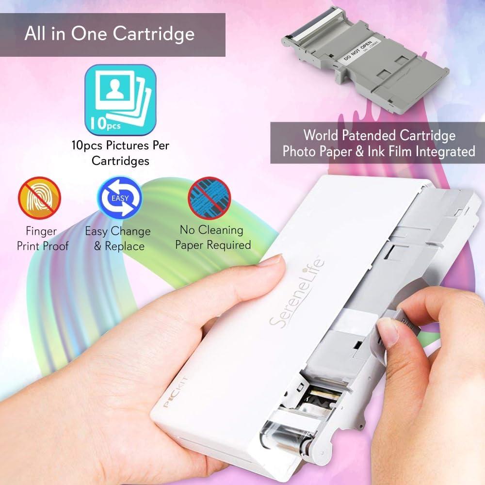 imageSereneLife Portable Instant Mobile Photo PrinterMini Compact Pocket Size Easy for TravelWireless Color Picture Printing from Apple iPhoneiPad or Android Smartphone CameraSereneLife