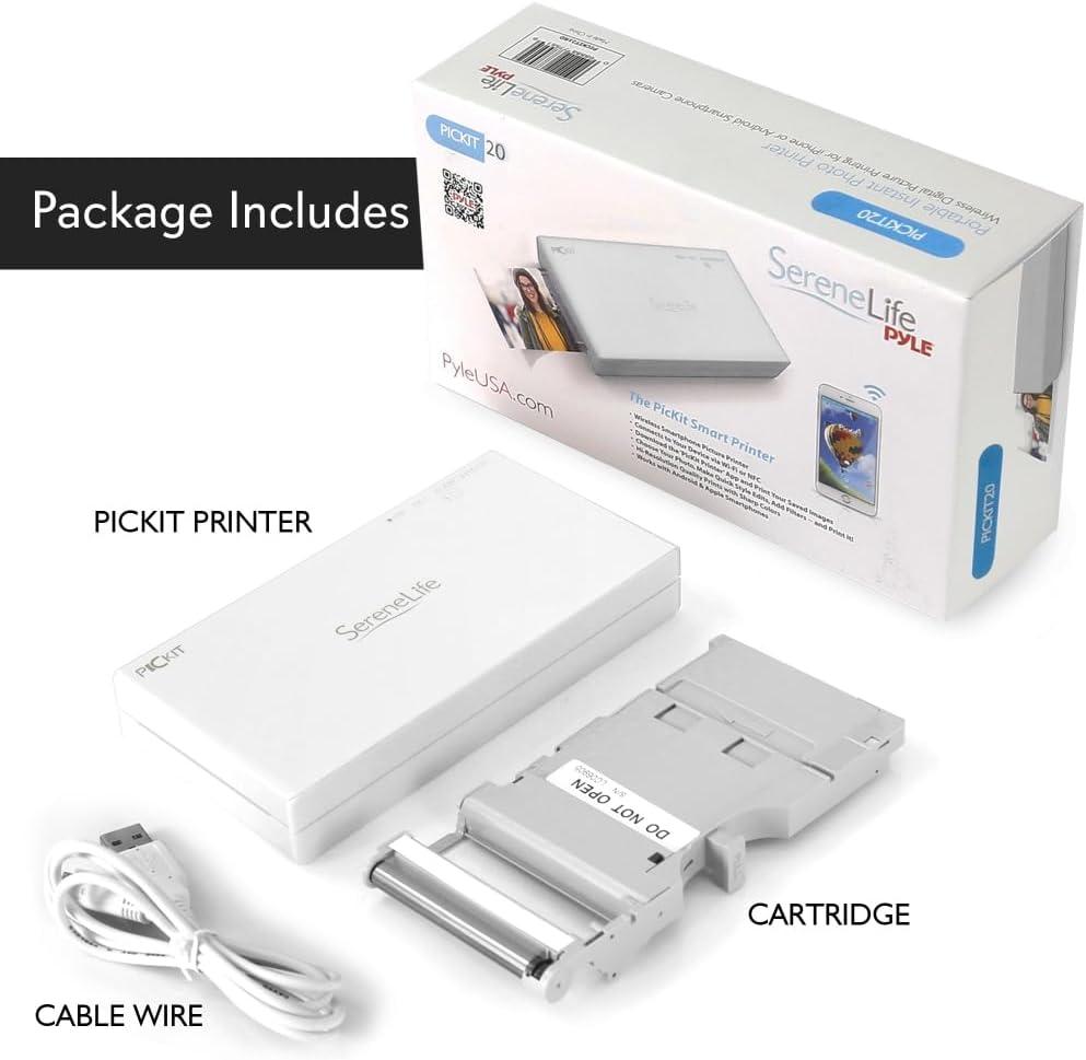 imageSereneLife Portable Instant Mobile Photo PrinterMini Compact Pocket Size Easy for TravelWireless Color Picture Printing from Apple iPhoneiPad or Android Smartphone CameraSereneLife