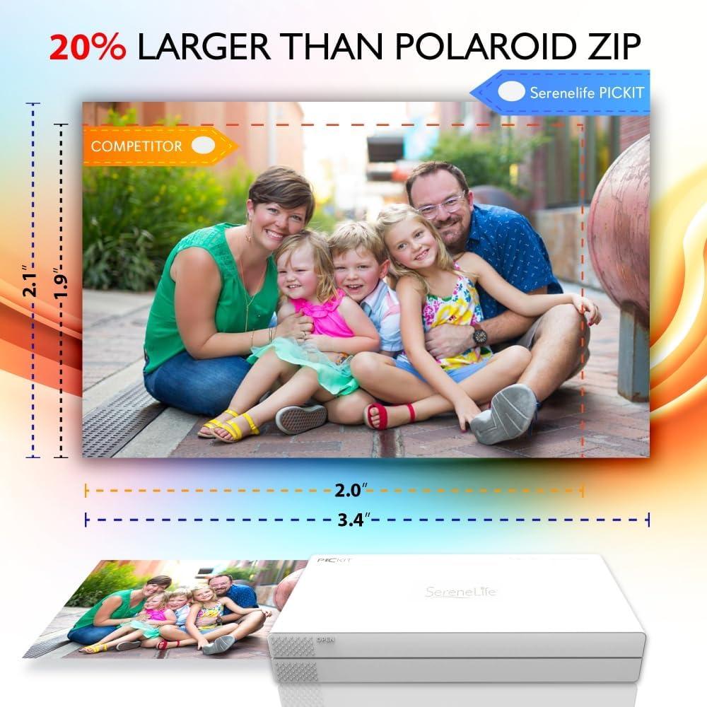 imageSereneLife Portable Instant Mobile Photo PrinterMini Compact Pocket Size Easy for TravelWireless Color Picture Printing from Apple iPhoneiPad or Android Smartphone CameraSereneLife