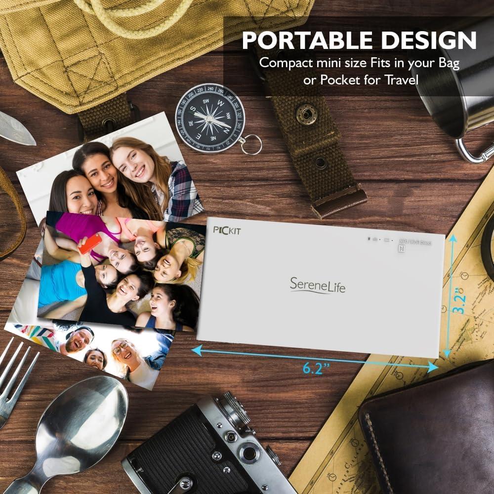 imageSereneLife Portable Instant Mobile Photo PrinterMini Compact Pocket Size Easy for TravelWireless Color Picture Printing from Apple iPhoneiPad or Android Smartphone CameraSereneLife