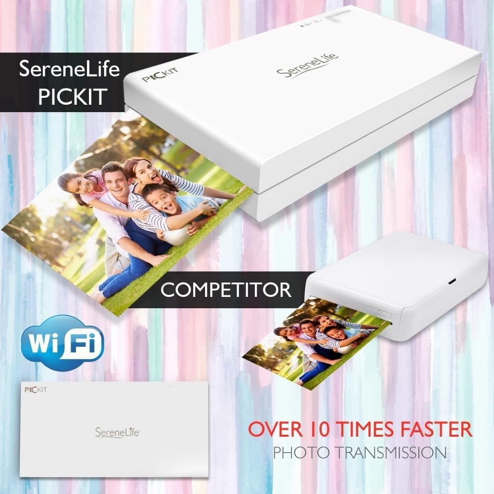 imageSereneLife Portable Instant Mobile Photo PrinterMini Compact Pocket Size Easy for TravelWireless Color Picture Printing from Apple iPhoneiPad or Android Smartphone CameraSereneLife