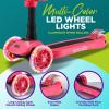 image3 Wheeled Scooter for Kids  2in1 SitStand Child Toddlers Toy Kick Scooters wFlipOut Seat Adjustable Height Wide Deck Flashing Wheel Lights Great for Outdoor FunPink