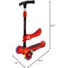 image3 Wheeled Scooter for Kids  2in1 SitStand Child Toddlers Toy Kick Scooters wFlipOut Seat Adjustable Height Wide Deck Flashing Wheel Lights Great for Outdoor FunRed