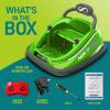 imageElectric Bumper Car for Kids  12V Rechargeable Battery Powered Ride On Vehicle for Toddlers w 2 Driving Modes Safety Belt Remote Control LED Lights 360 Degree Spin Dual Joystick Green