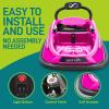 imageElectric Bumper Car for Kids  12V Rechargeable Battery Powered Ride On Vehicle for Toddlers w 2 Driving Modes Safety Belt Remote Control LED Lights 360 Degree Spin Dual Joystick Pink