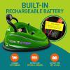 imageElectric Bumper Car for Kids  12V Rechargeable Battery Powered Ride On Vehicle for Toddlers w 2 Driving Modes Safety Belt Remote Control LED Lights 360 Degree Spin Dual Joystick Green
