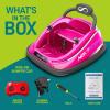 imageElectric Bumper Car for Kids  12V Rechargeable Battery Powered Ride On Vehicle for Toddlers w 2 Driving Modes Safety Belt Remote Control LED Lights 360 Degree Spin Dual Joystick Pink
