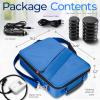 imagePortable Massage Stone Warmer Set  Electric Spa Hot Stones Massager and Heater Kit with 6 Large and 6 Small Round Shaped Basalt Massaging Rocks Digital Controller Heating Bag PinkBlue