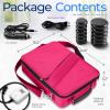 imagePortable Massage Stone Warmer Set  Electric Spa Hot Stones Massager and Heater Kit with 6 Large and 6 Small Round Shaped Basalt Massaging Rocks Digital Controller Heating Bag PinkPink
