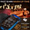 imagePortable Massage Stone Warmer Set  Electric Spa Hot Stones Massager and Heater Kit with 6 Large and 6 Small Round Shaped Basalt Massaging Rocks Digital Controller Heating Bag PinkBlue