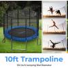 imageSereneLife 10FT Trampoline Outdoor  HeavyDuty Backyard Trampoline for Kids and Adults with Wide Jumping Surface Stable LShaped Legs Safety Net ASTM Approved Supports 264 lbs 120 x 100 IN