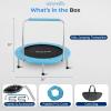 imageSereneLife 3640quot Foldable Mini Trampoline  Compact Fitness Trampoline for Kids Adults Exercise Rebounder with Foam Handle IndoorGarden Workout Equipment Max Load 150220 lbs36 IN Sky Blue
