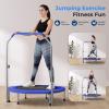 imageSereneLife 3640quot Foldable Mini Trampoline  Compact Fitness Trampoline for Kids Adults Exercise Rebounder with Foam Handle IndoorGarden Workout Equipment Max Load 150220 lbs40 IN Deep Blue