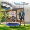 imageSereneLife 3640quot Foldable Mini Trampoline  Compact Fitness Trampoline for Kids Adults Exercise Rebounder with Foam Handle IndoorGarden Workout Equipment Max Load 150220 lbs36 IN Deep Blue
