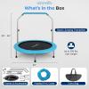imageSereneLife 3640quot Foldable Mini Trampoline  Compact Fitness Trampoline for Kids Adults Exercise Rebounder with Foam Handle IndoorGarden Workout Equipment Max Load 150220 lbs40 IN Sky Blue