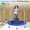 imageSereneLife 3640quot Foldable Mini Trampoline  Compact Fitness Trampoline for Kids Adults Exercise Rebounder with Foam Handle IndoorGarden Workout Equipment Max Load 150220 lbs36 IN Deep Blue